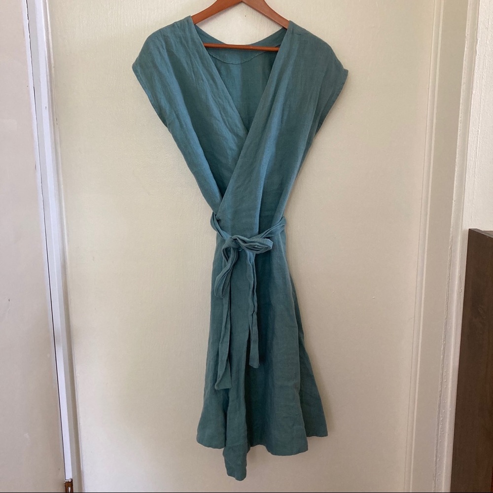 Lauren Winter Linen Wraparound Dress Small